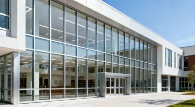 University building aluminum framing